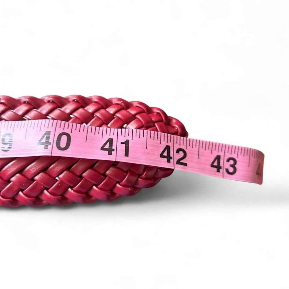 Braided Wide Belt Burgundy Faux Leather Boho Y2K Western Revival 70s NWT S/M OS
